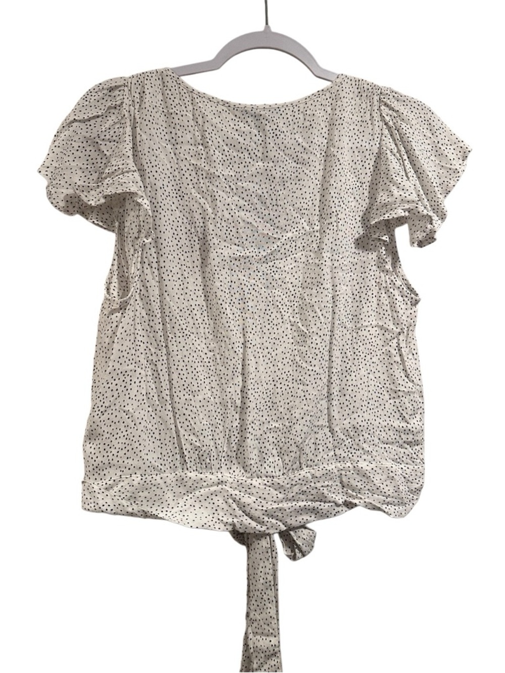 Express White Tie-Front Button Ruffle Blouse - Picture 4 of 16
